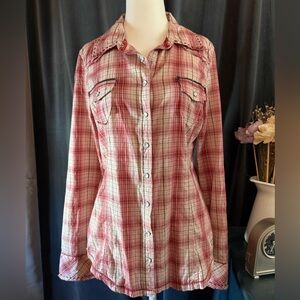GUESS Western-Style Button Down, Sz Med